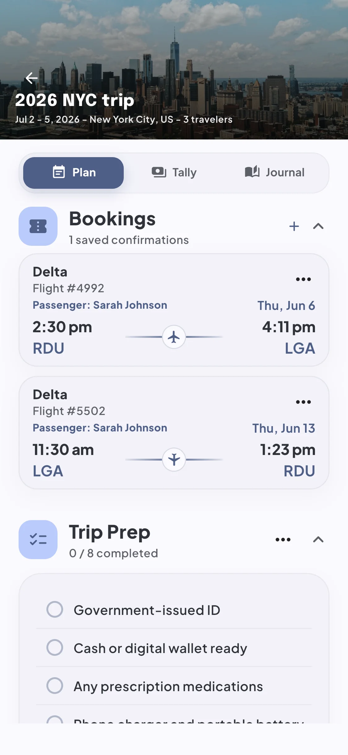 TallyTrip Bookings