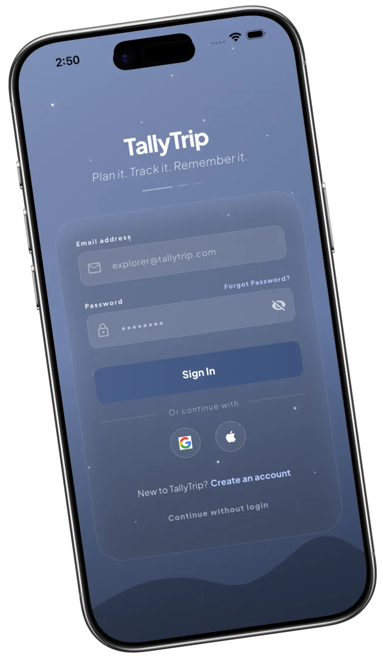 TallyTrip sign-in screen